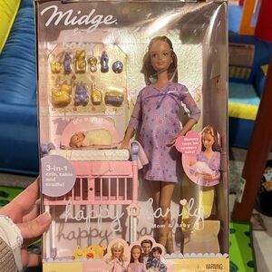 Barbie Happy Family Mom & Baby Doll Set - Purple Dress